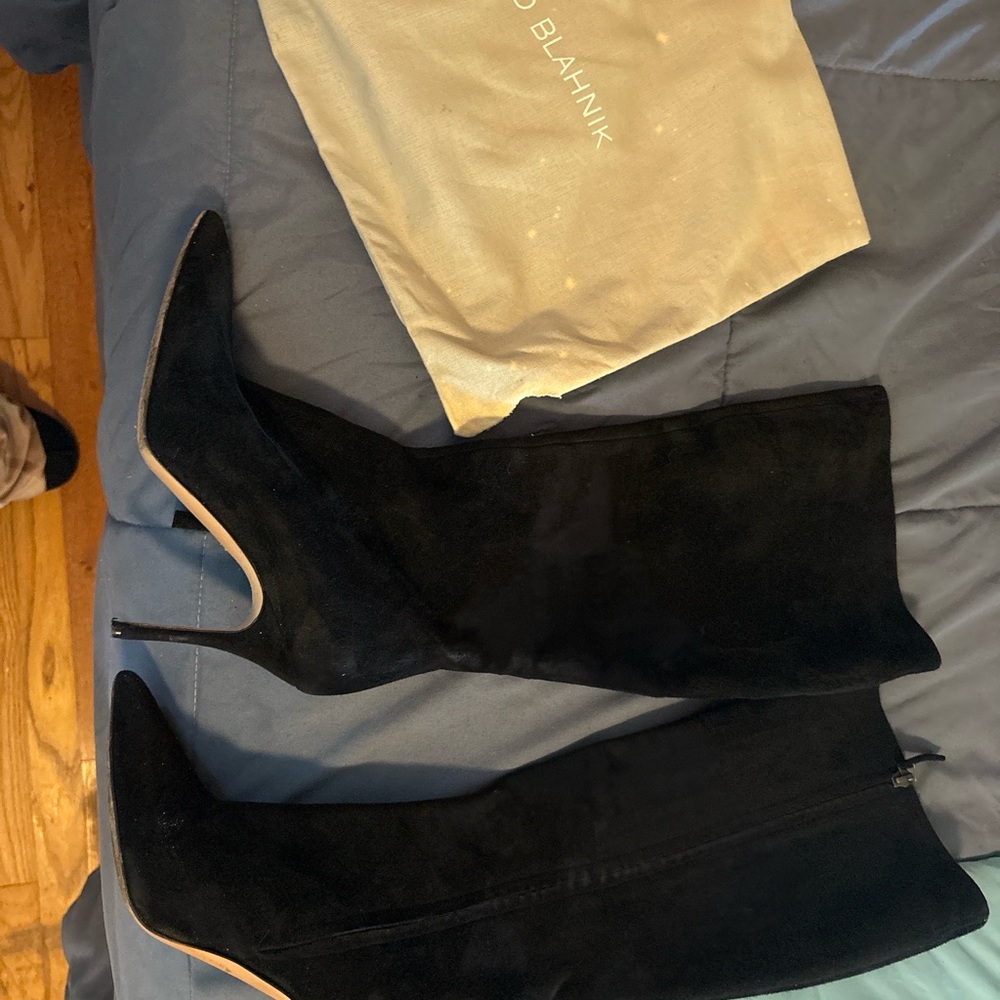 Manolo Blahnik Elegant Black Heeled Boots